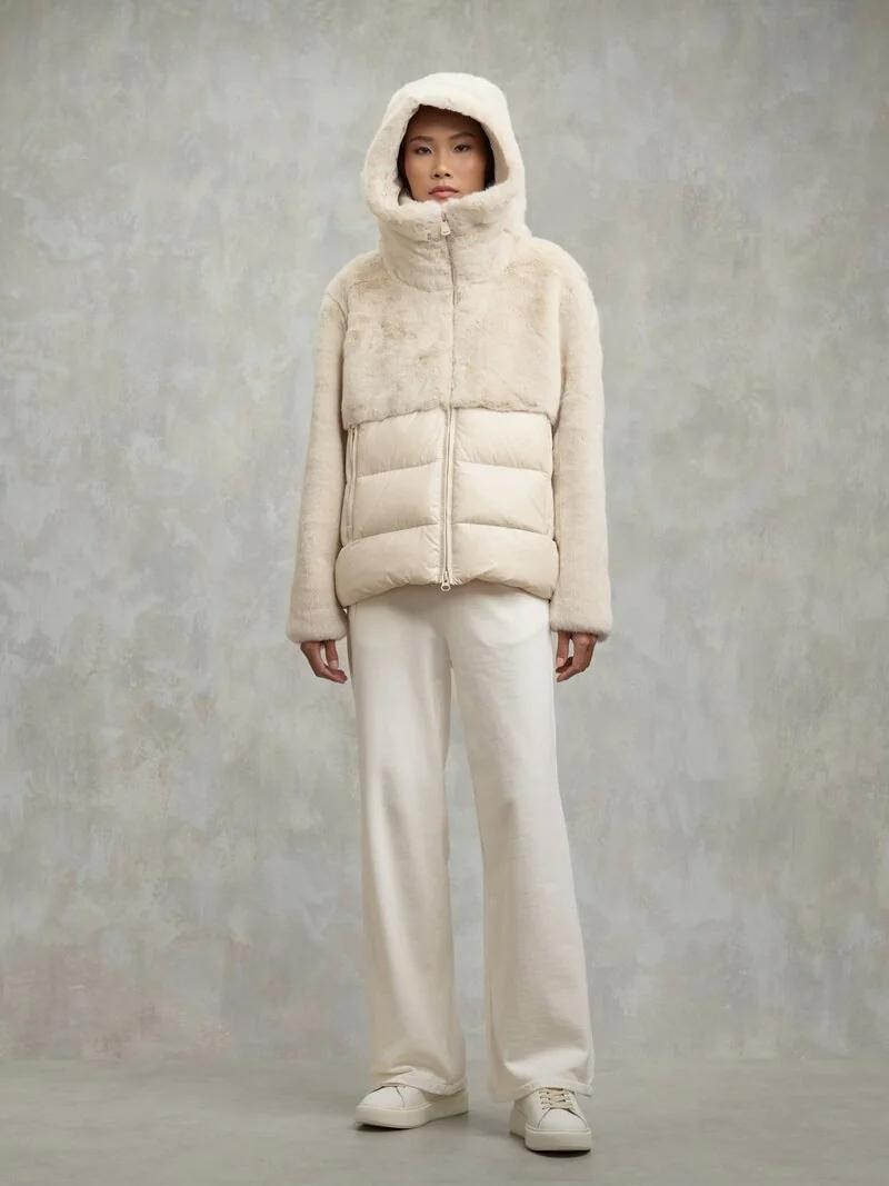 GIACCA IN NYLON CON PELLICCIA ECOLOGICA FANEVIL BLDC02178 6646/907 BLAUER 