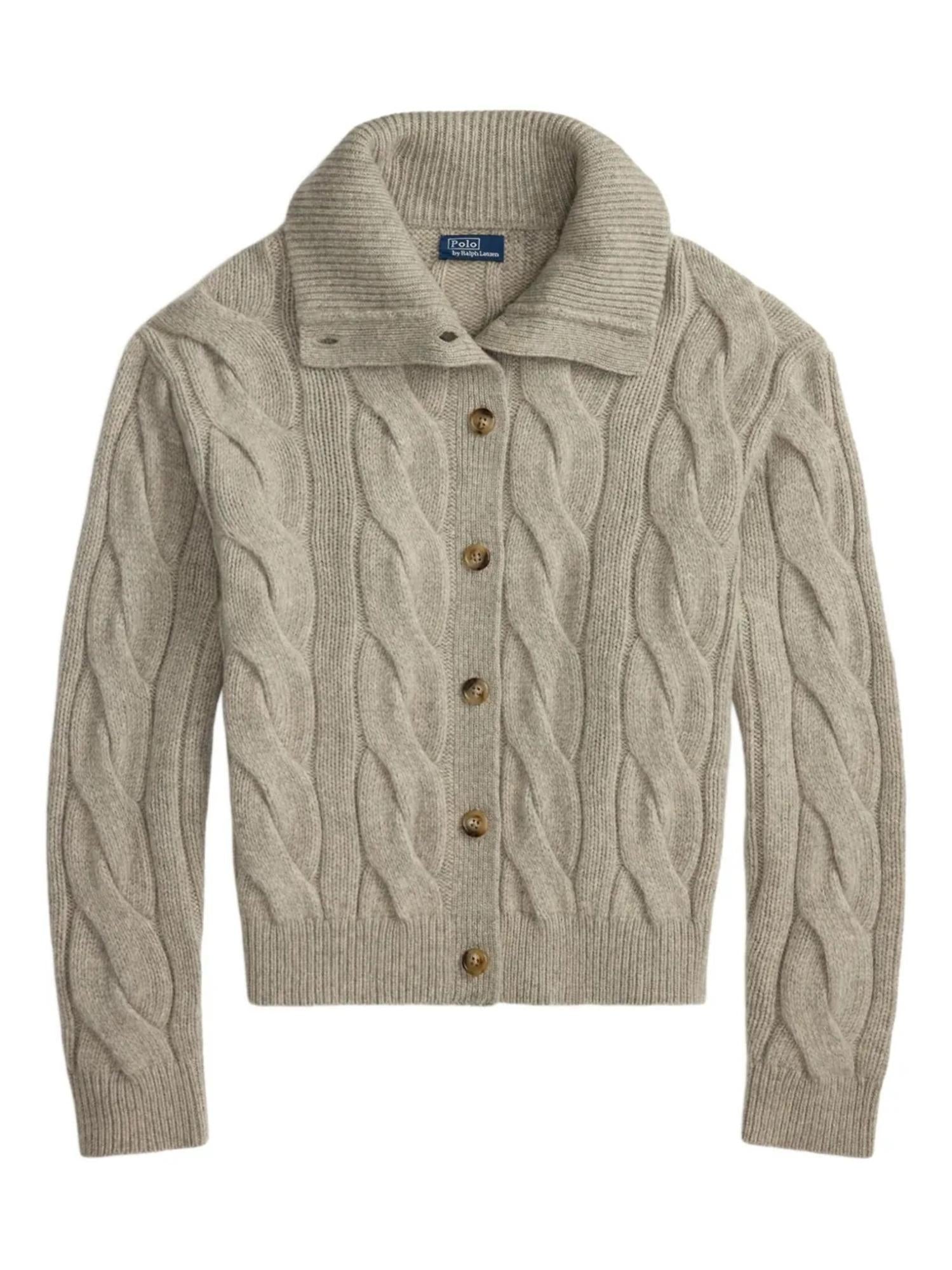 CARDIGAN IN LANA E CASHMERE A TRECCIA<BR/> 211978313 002 RALPH LAUREN 