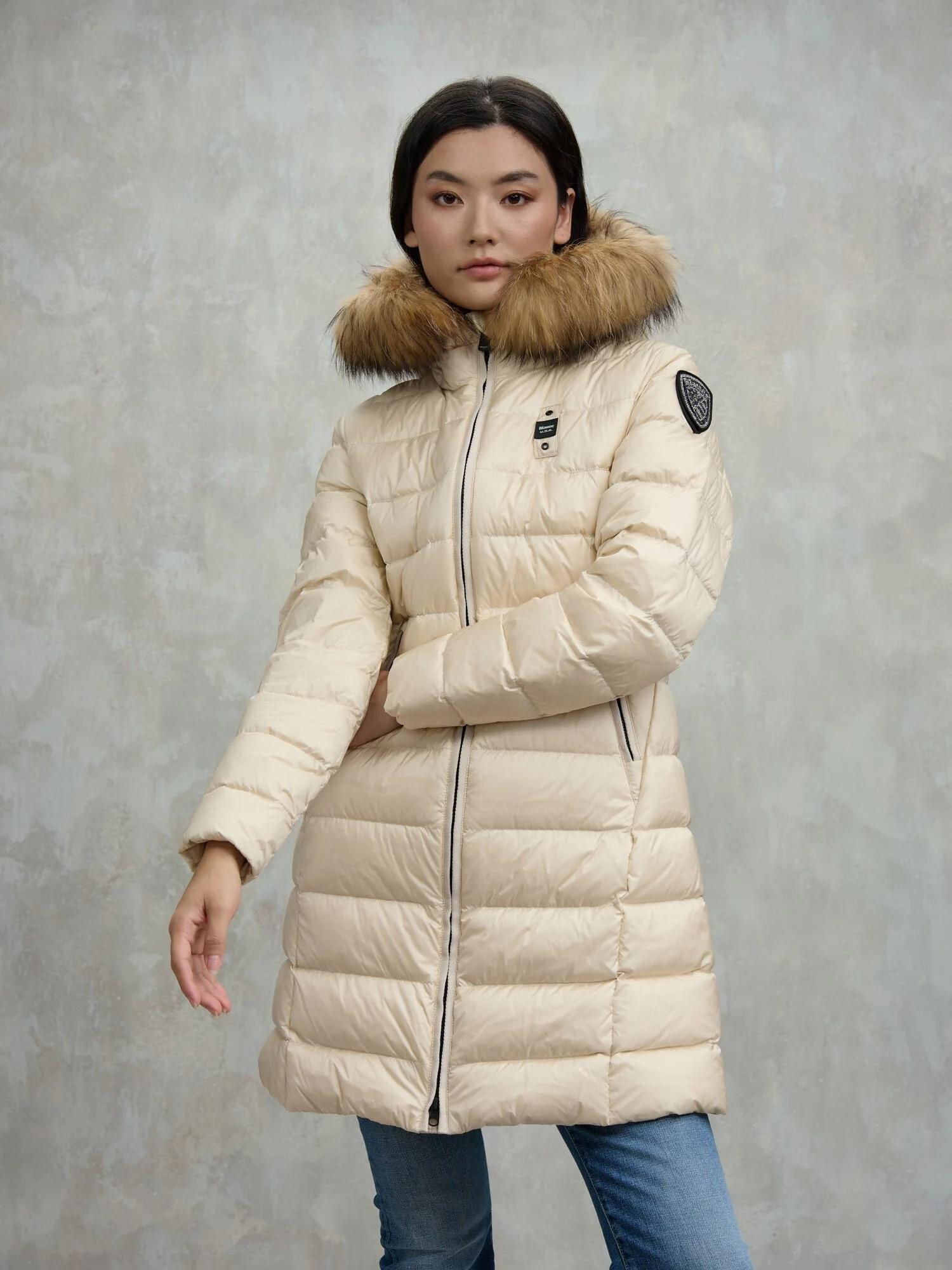 PIUMINO LUNGO CON PELLICCIA KRISTIN<BR/> BLDK03103 6047/907GG BLAUER 