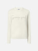 Maglione New Queen in misto cashmere bianco con ricamo lurex Gossip Girl