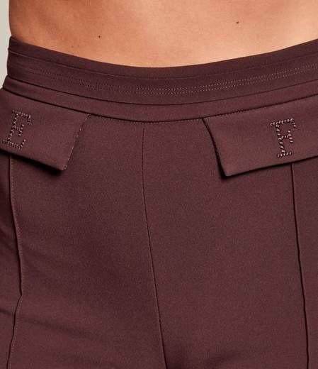 Pantaloni in doppio crêpe stretch con logo ricamato PA17161E2 644 ELISABETTA FRANCHI 