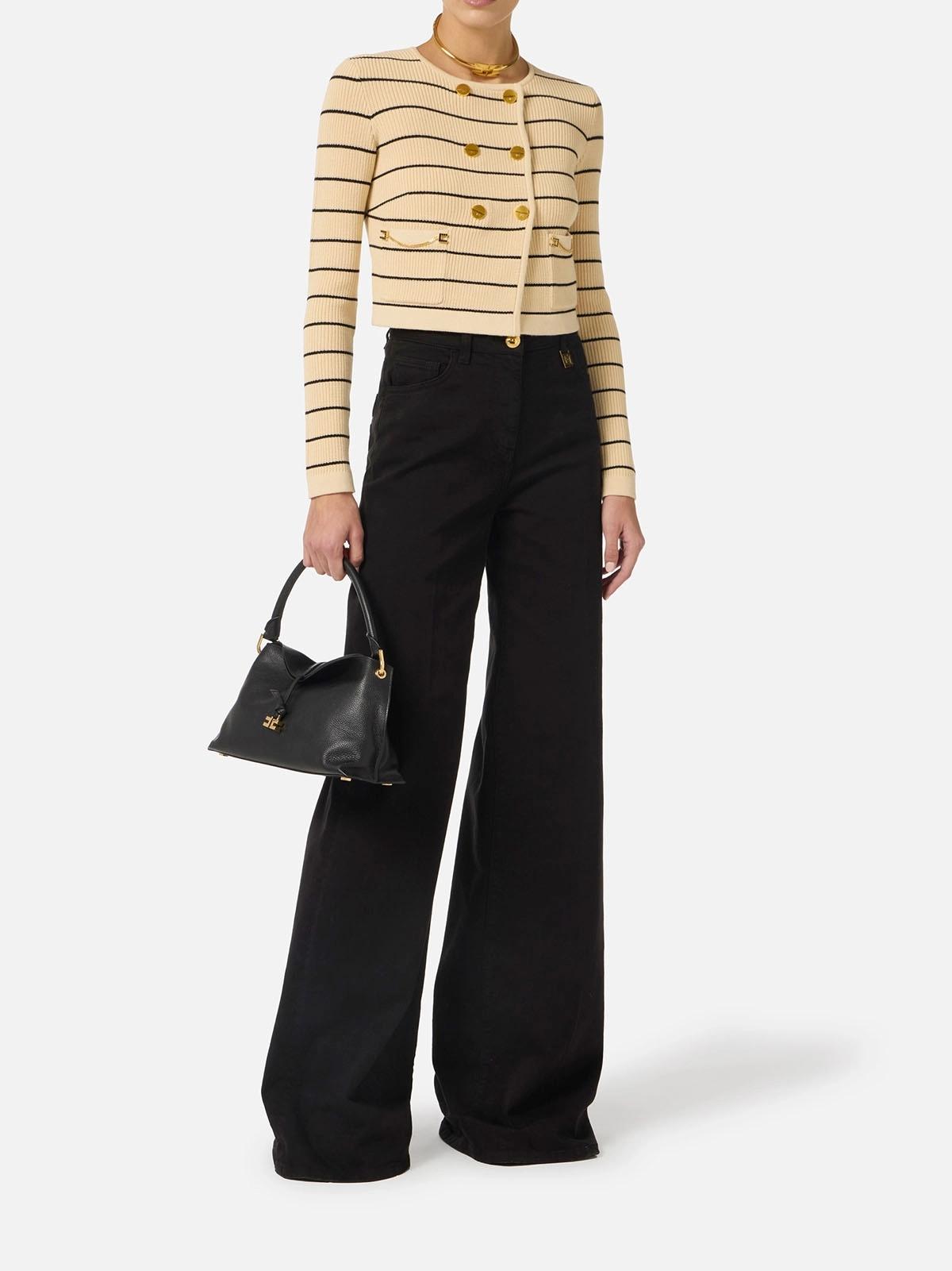 Jeans a palazzo con dettaglio logo PJ23N61E2 110 ELISABETTA FRANCHI 