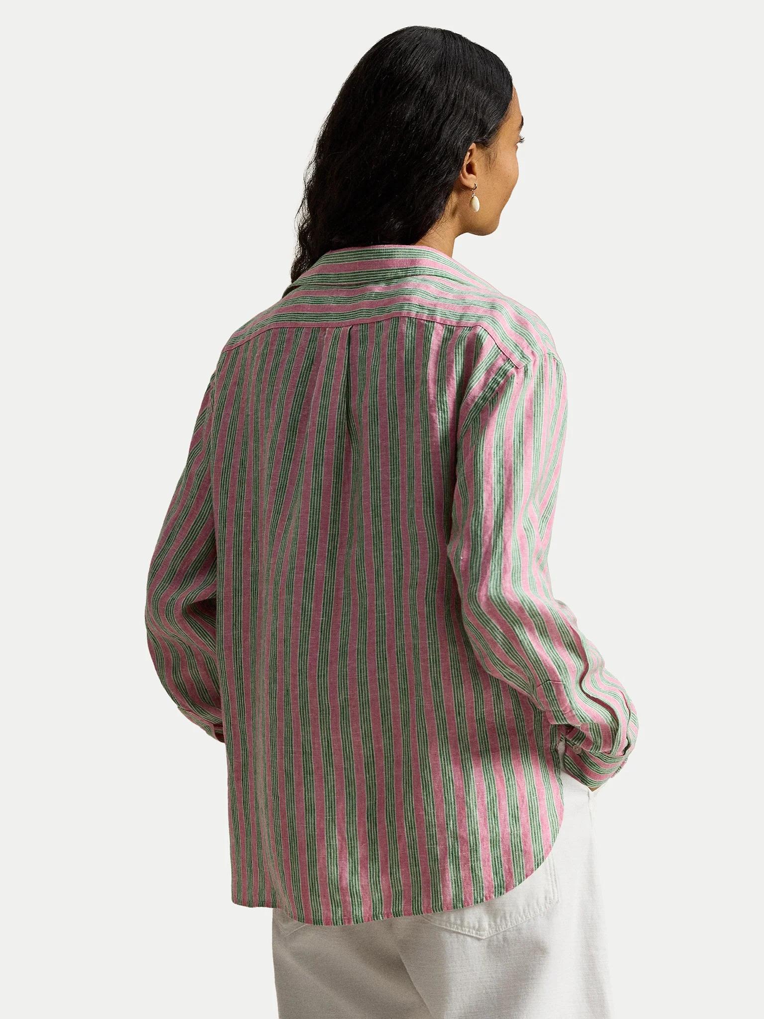 Camicia donna di lino a righe 211935130 501 RALPH LAUREN 