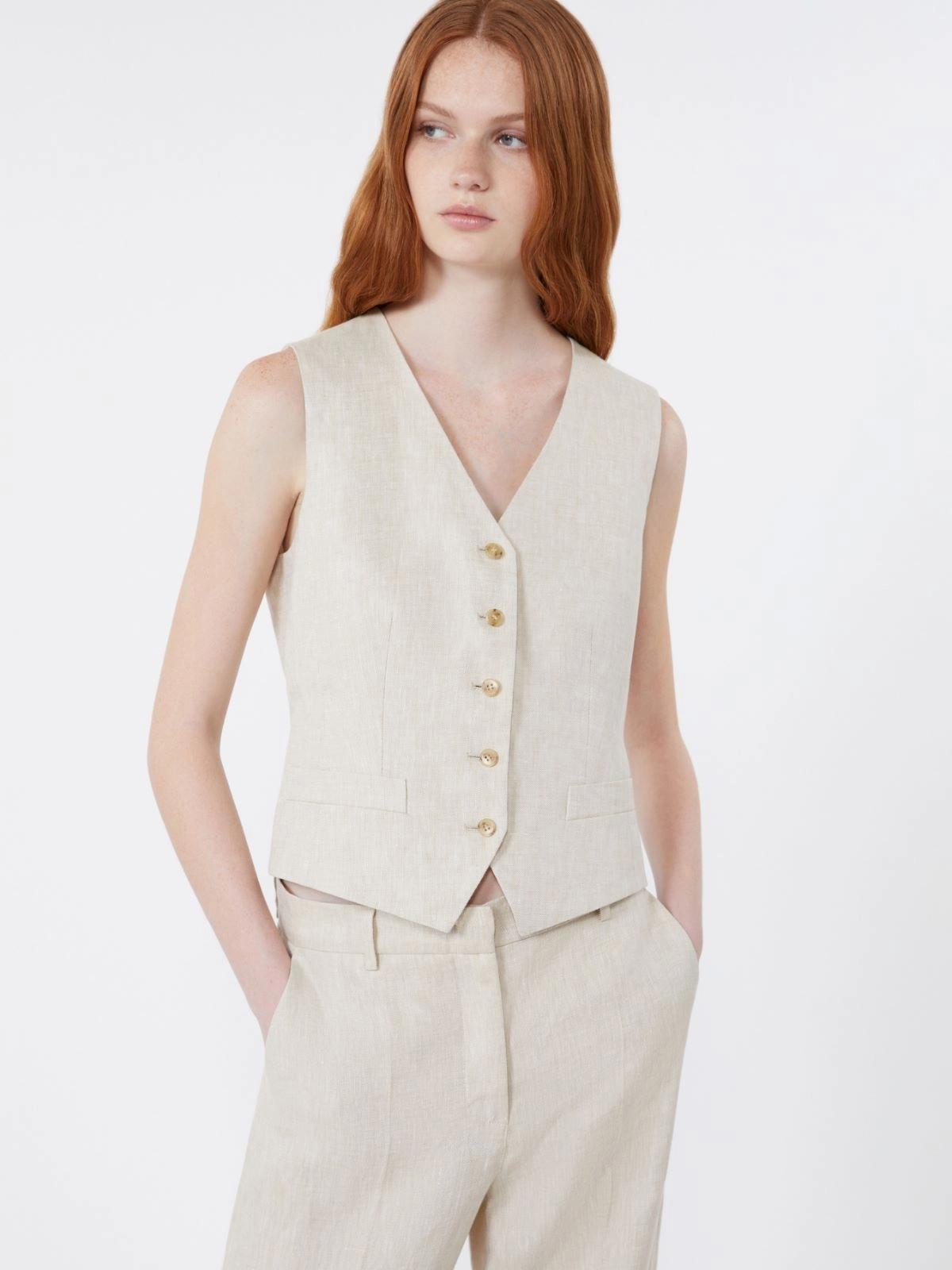 Gilet in canvas di lino - ECRU<BR/> WKDPACE 023 WEEKEND 