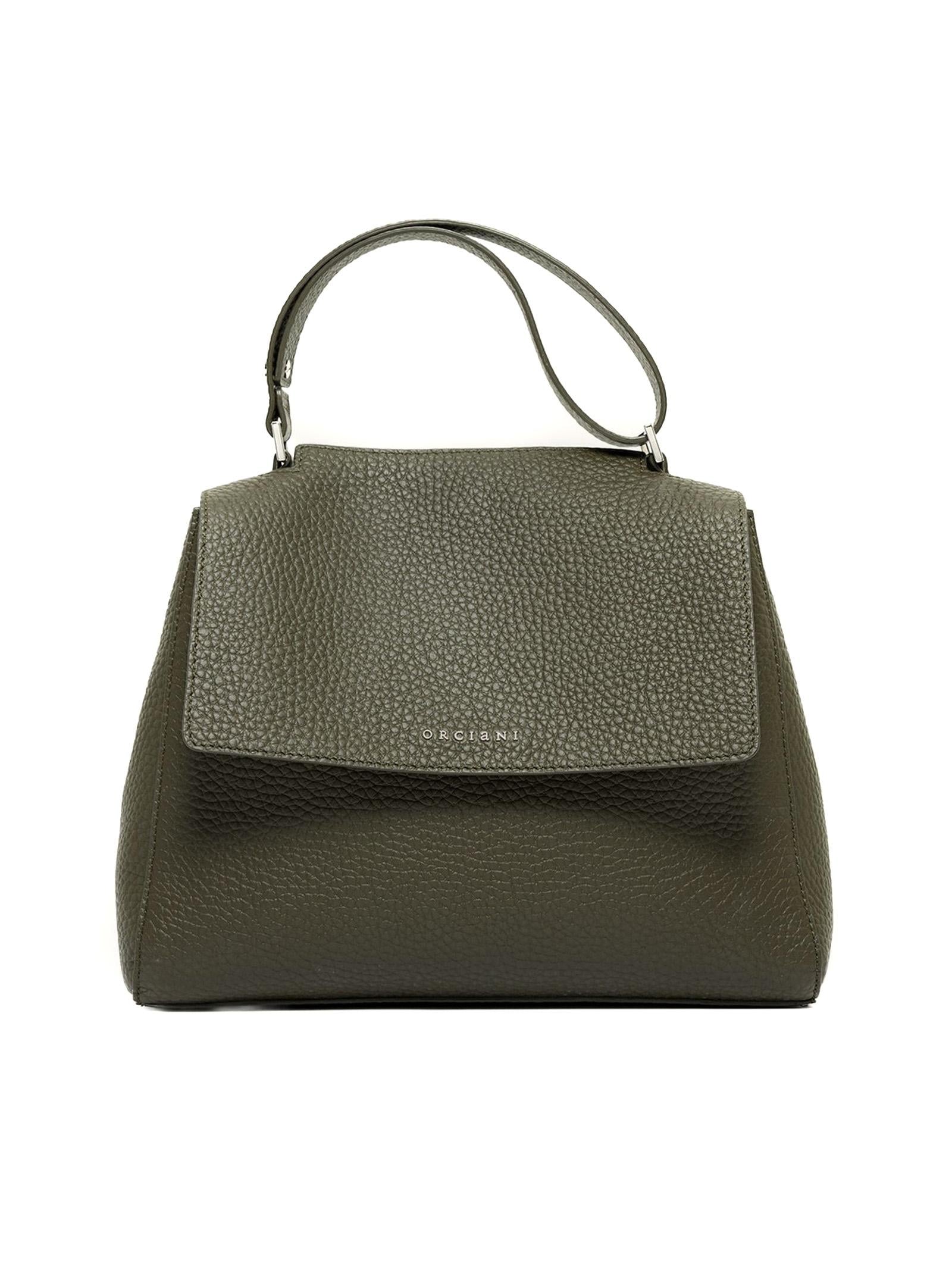 Borsa Sveva Soft Media a spalla in pelle verde<BR/> BT2006SOF BOSCO ORCIANI 
