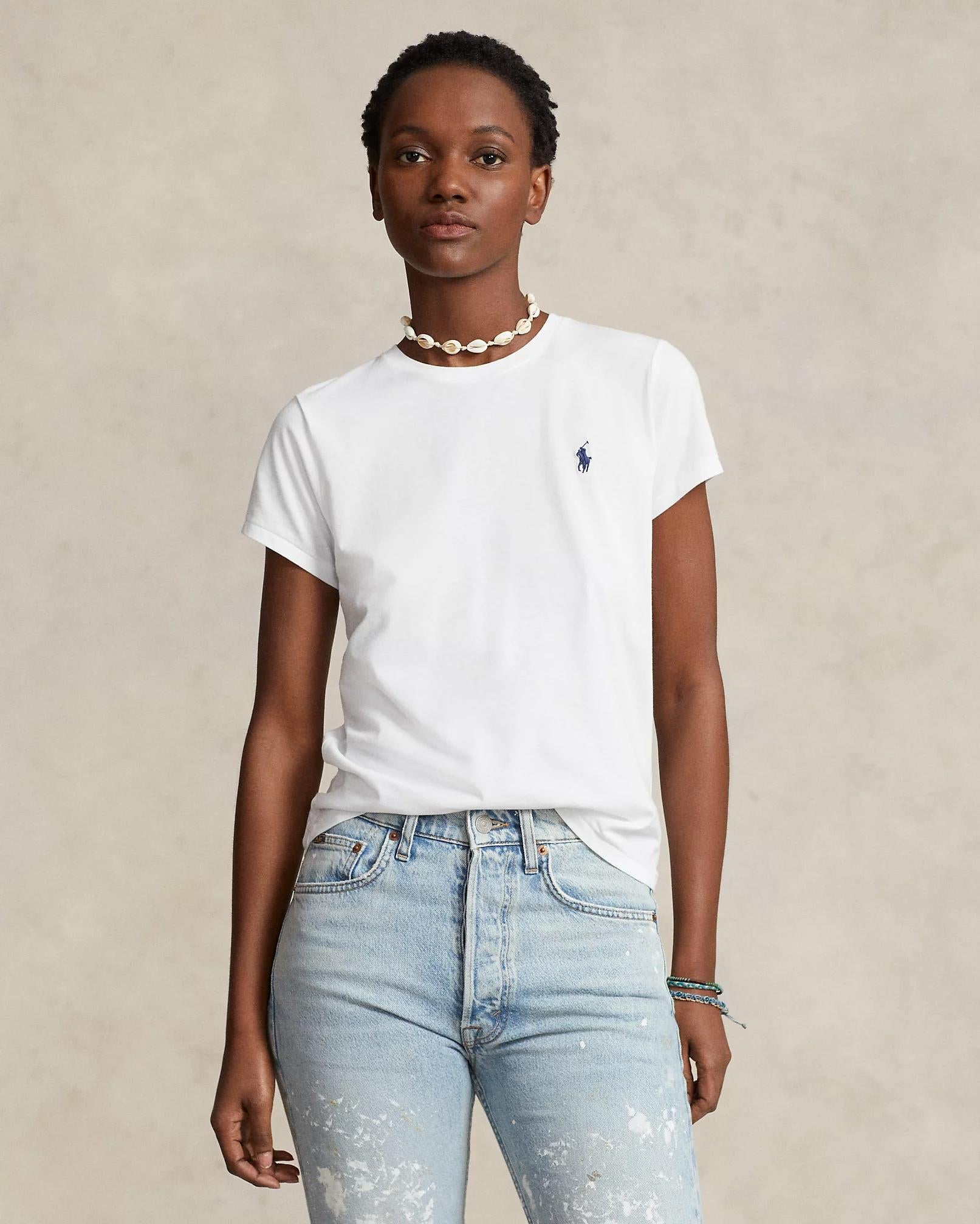 T-shirt girocollo in jersey di cotone