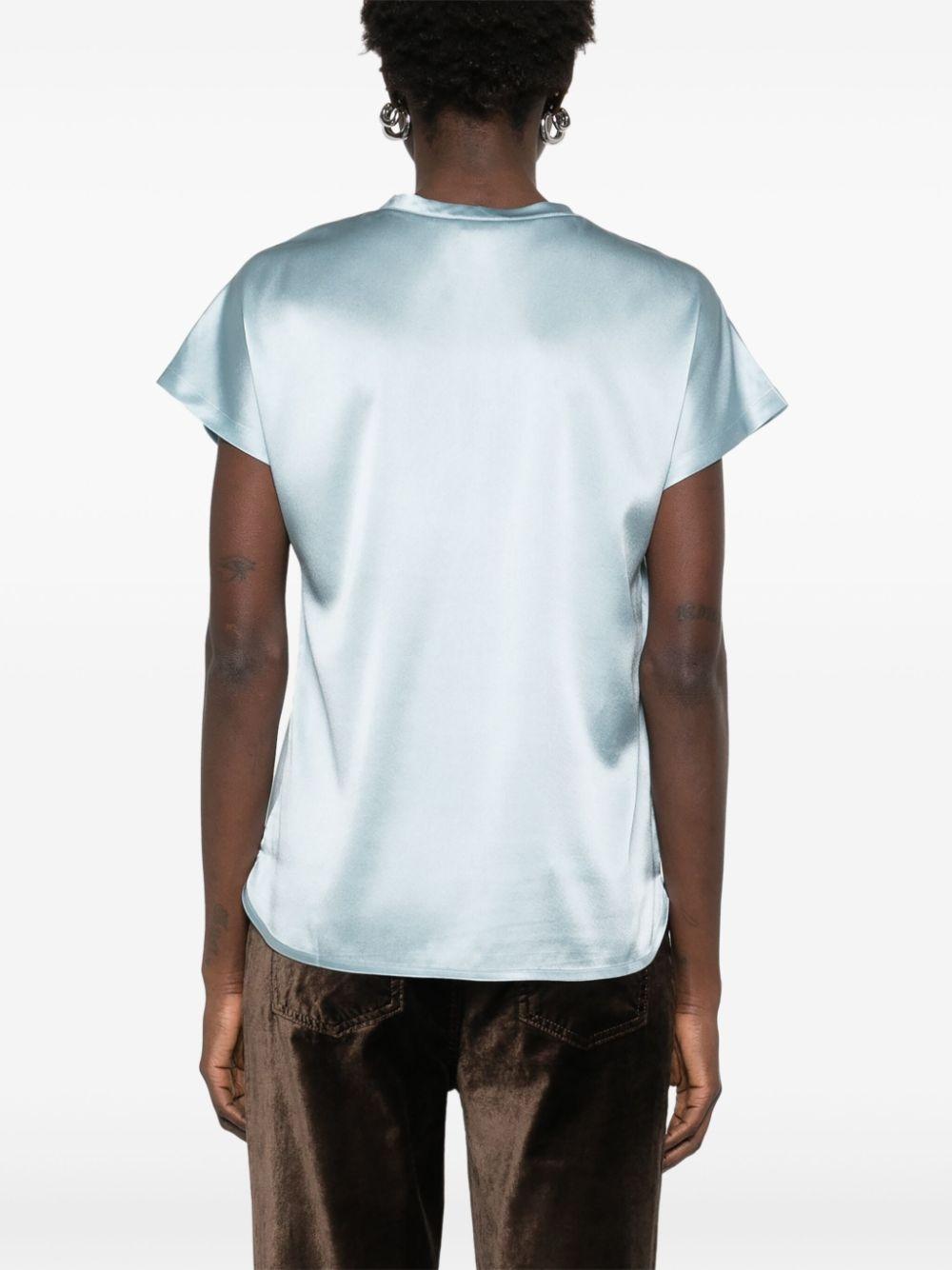 Blusa donna in satin maniche ad aletta