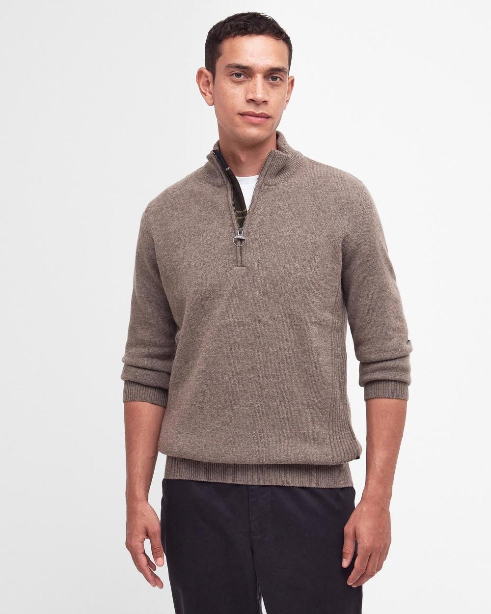 Maglia con mezza zip Holden in pura lana MKN0837 OL76 BARBOUR 