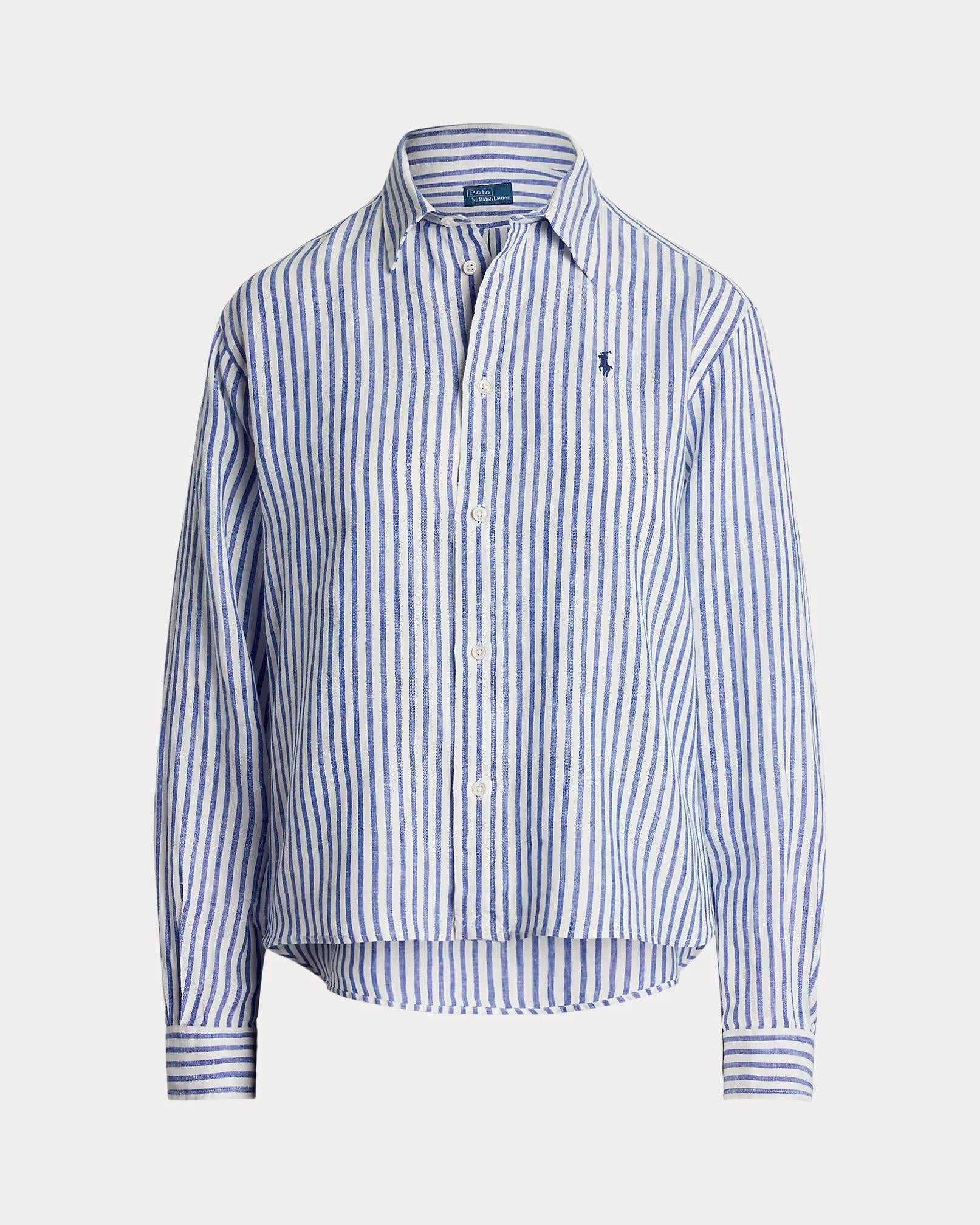 Camicia ampia e corta in lino vichy