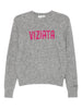 Maglione da donna grigio New Queen con stampa Viziata e strass