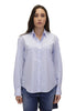 Camicia Mc2 Saint Barth da donna bianca e azzurra con ricamo
