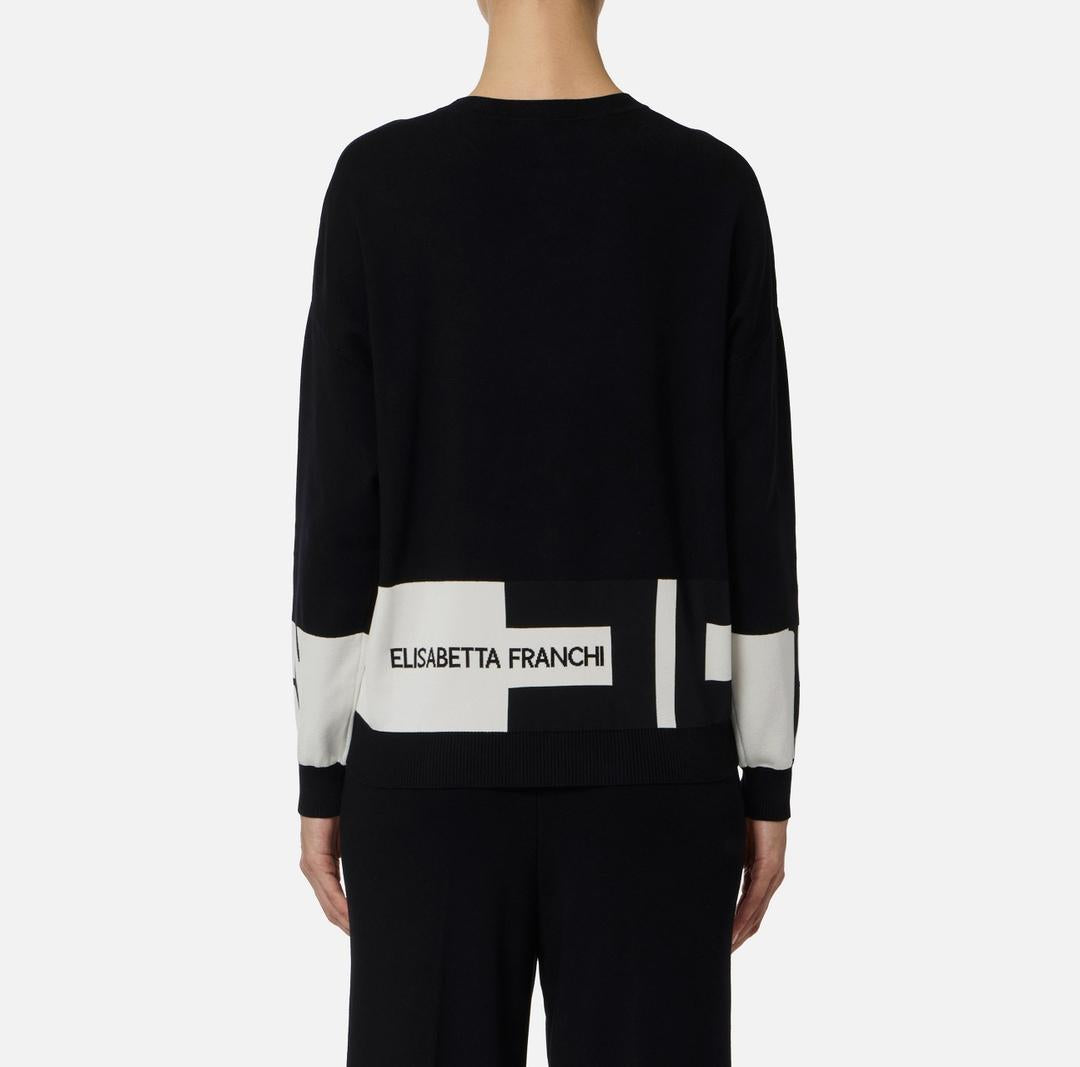 Maglia in viscosa con bande lucide MK01S56E2 EF3 ELISABETTA FRANCHI 