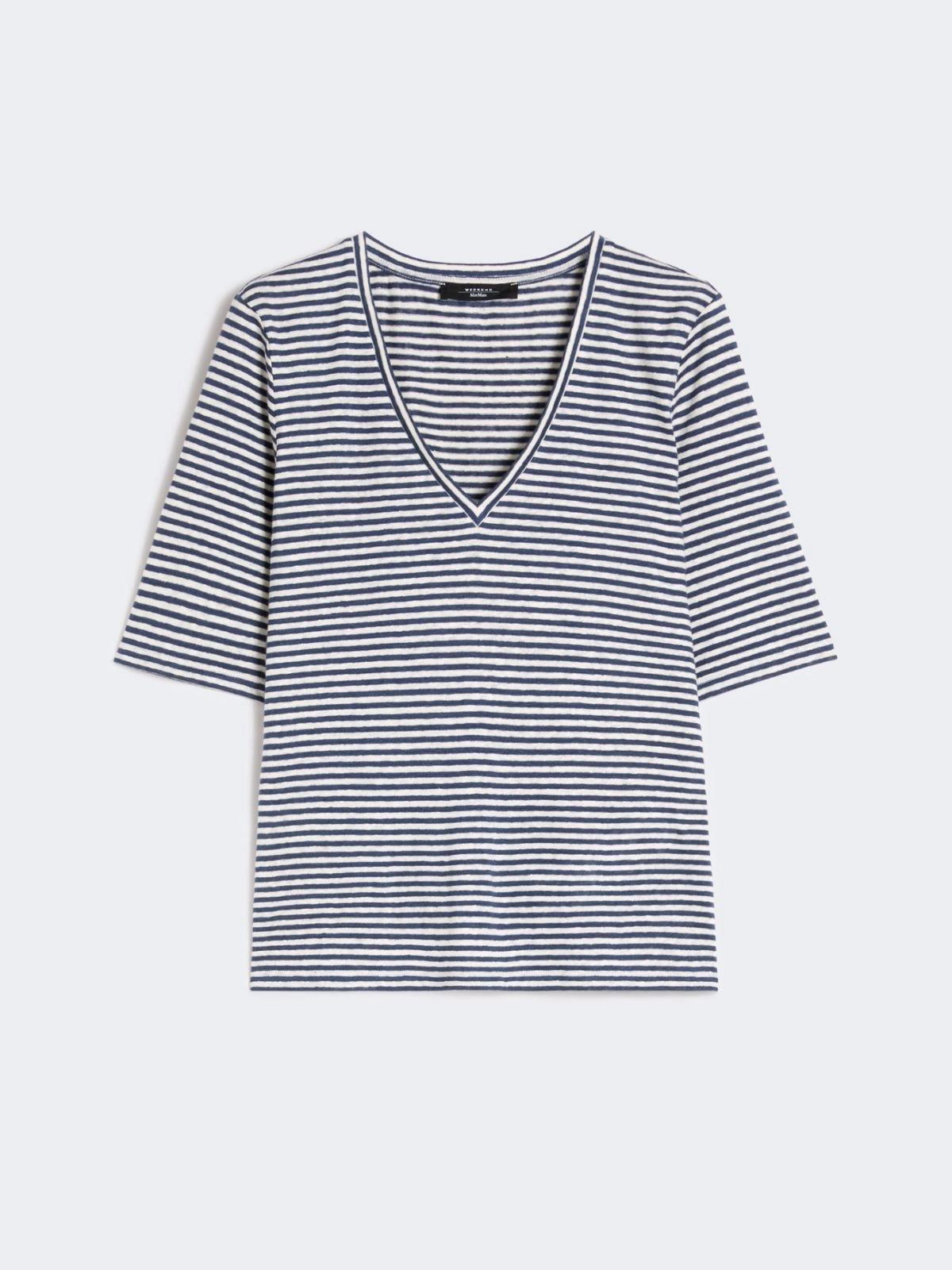 T-shirt a V in jersey di lino stretch WKDOPZIONE 008 WEEKEND 