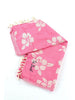 Telo mare Foutas in cotone con jacquard fiorato rosa