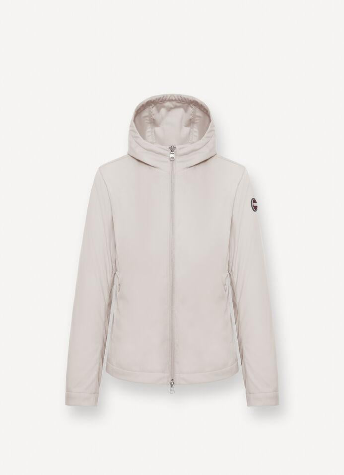 Giacca in softshell con cappuccio in tessuto tecnico