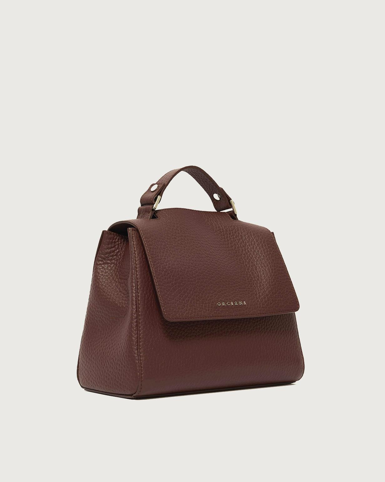 Borsa Sveva Soft Piccola a mano in pelle con tracolla<BR/> B01999SOF CAFFE ORCIANI 