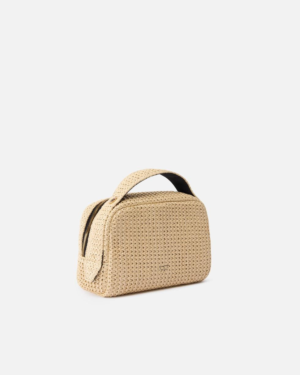 Trousse piccola in rafia con logo e manico<BR/> 106717A39Y HZ3Q PINKO 