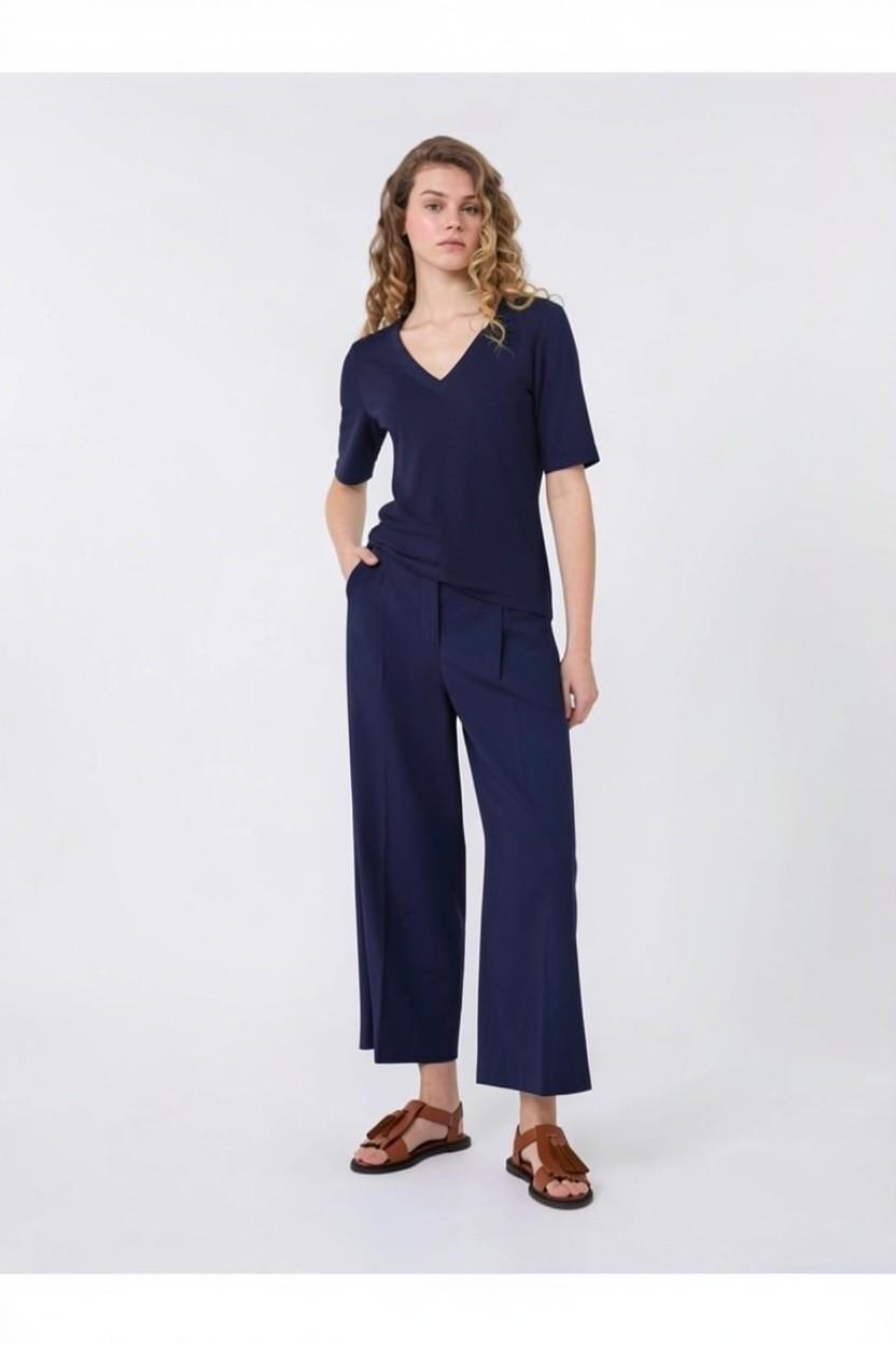 T-shirt a V in jersey di lino stretch WKDOPZIONE 003 WEEKEND 