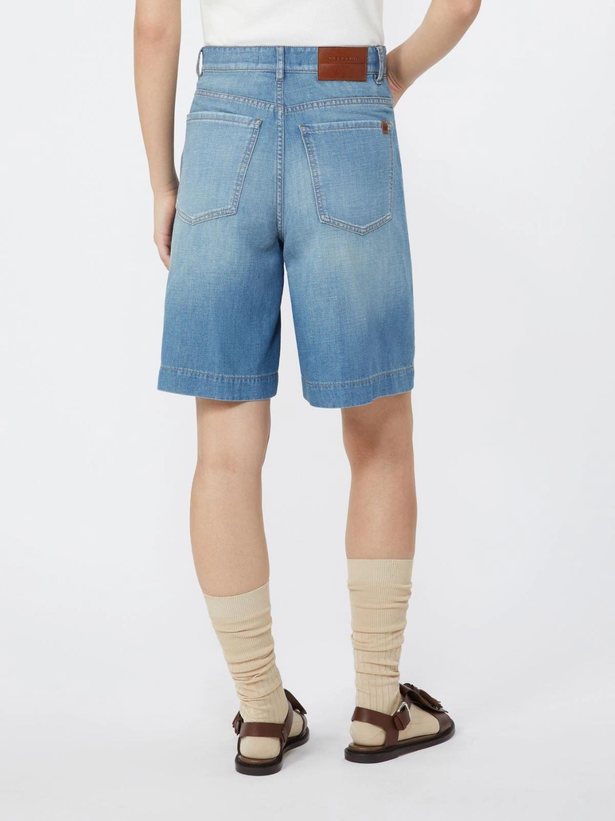 Bermuda in denim di cotone e lino - Blu<BR/> WKDOZONO 006 WEEKEND 