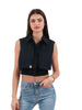 Camicia donna cropped in popeline con mantellina