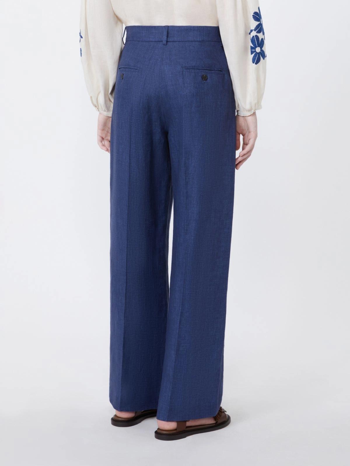 Pantalone in canvas di lino - BLU<BR/> WKDMALIZIA 006 WEEKEND 