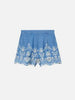 Short Amani in chambray con ricamo