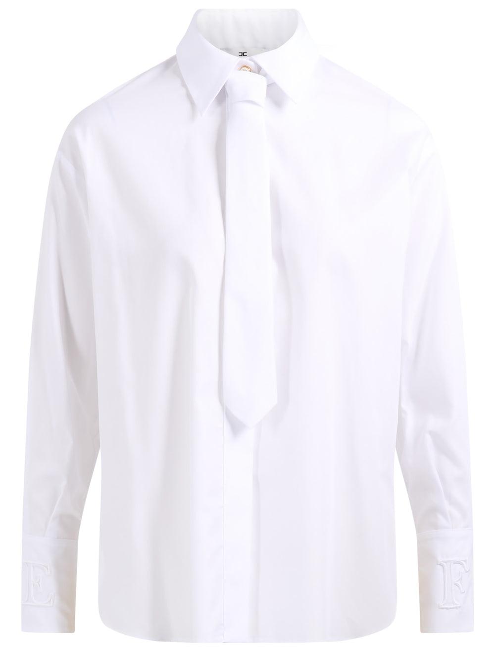 Camicia in cotone con cravatta<BR/> CA15261E2 100 ELISABETTA FRANCHI 
