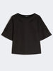 Top in popeline di cotone con ricami -NERO