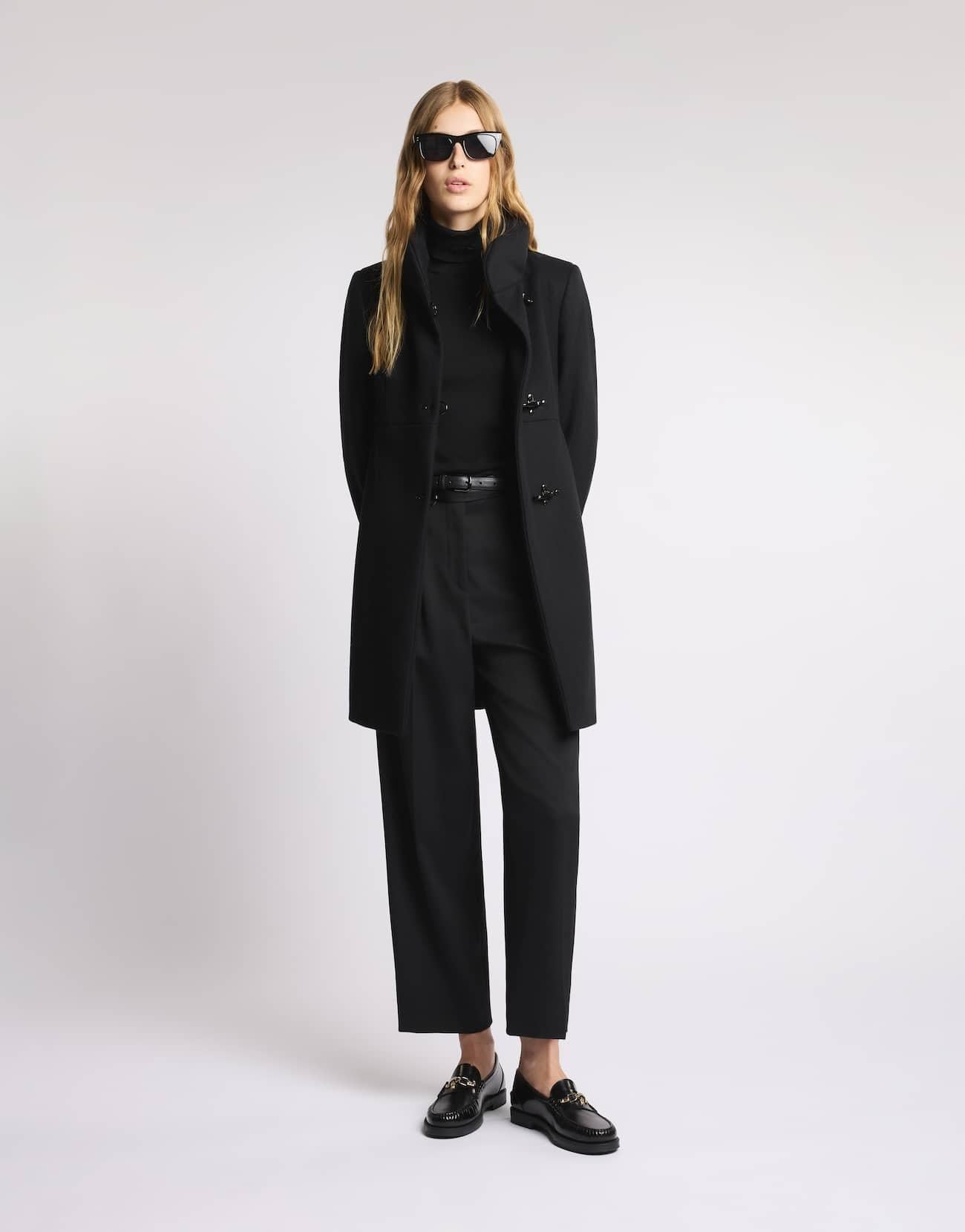 Romantic Coat in Panno di Lana<BR/> NAW5051Y050SGL B999 FAY 