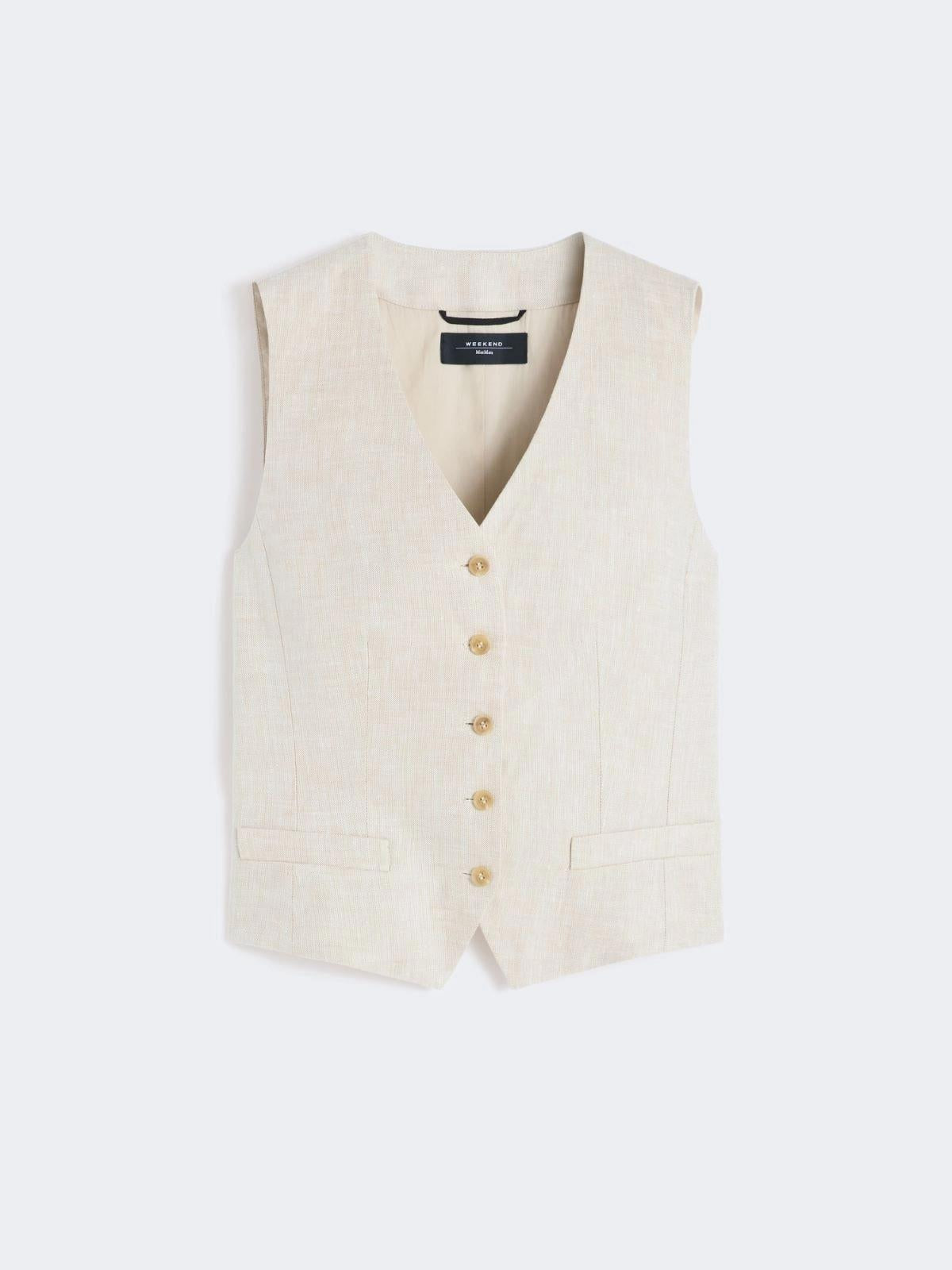 Gilet in canvas di lino - ECRU<BR/> WKDPACE 023 WEEKEND 