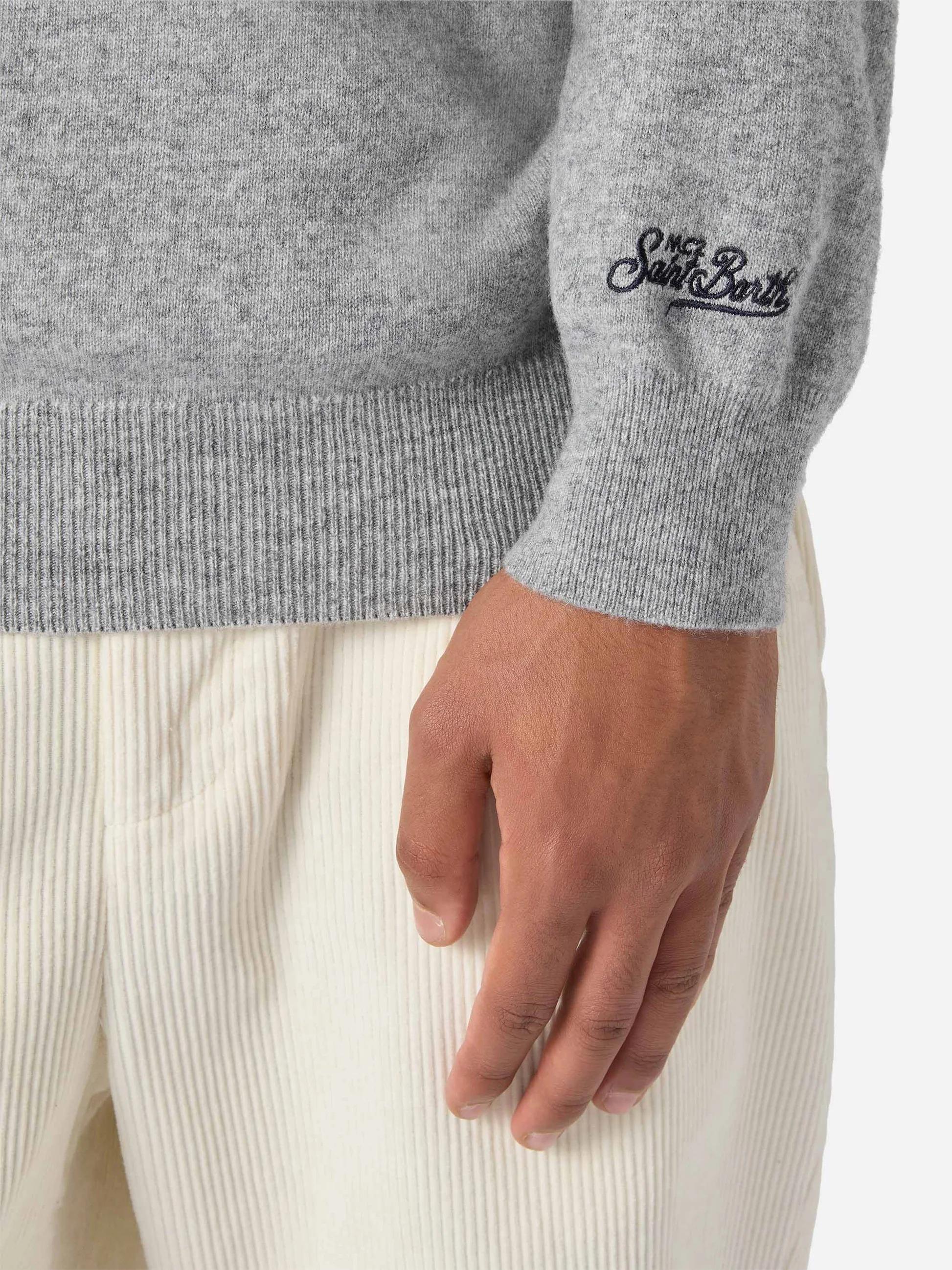 Maglione a girocollo Heron Light con ricamo E io pagooo | YUPPIES SPECIAL EDITION<BR/> HER0024 03430I MC2 SAINT BARTH 