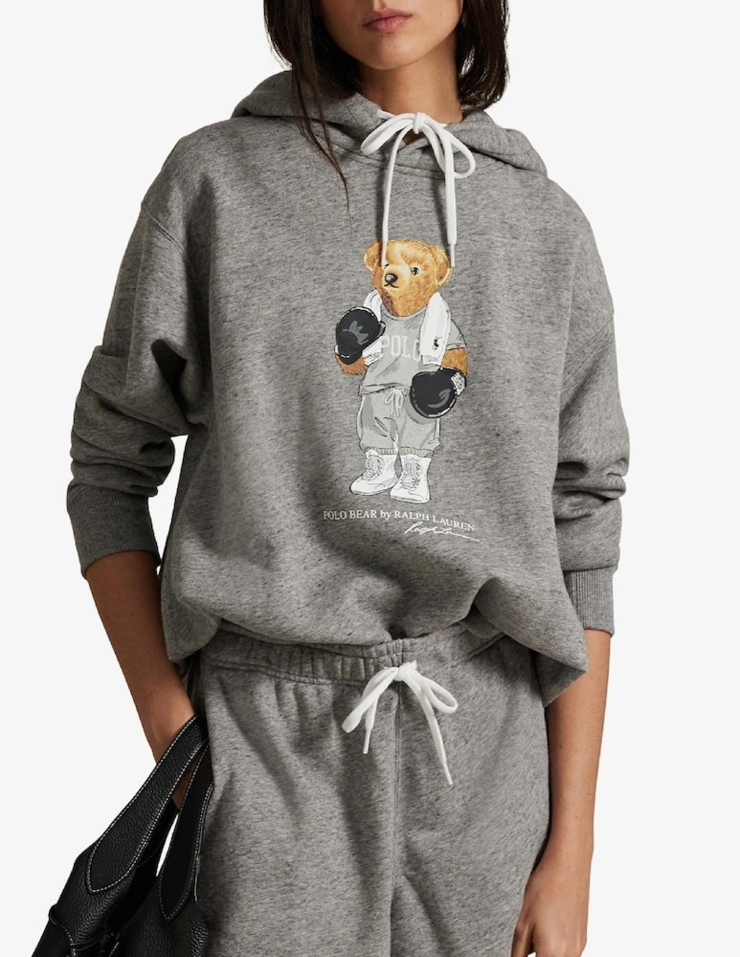 Felpa in cotone con cappuccio e stampa Bear 211971713 001 RALPH LAUREN 
