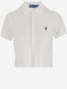 Polo corta in cotone stretch con logo