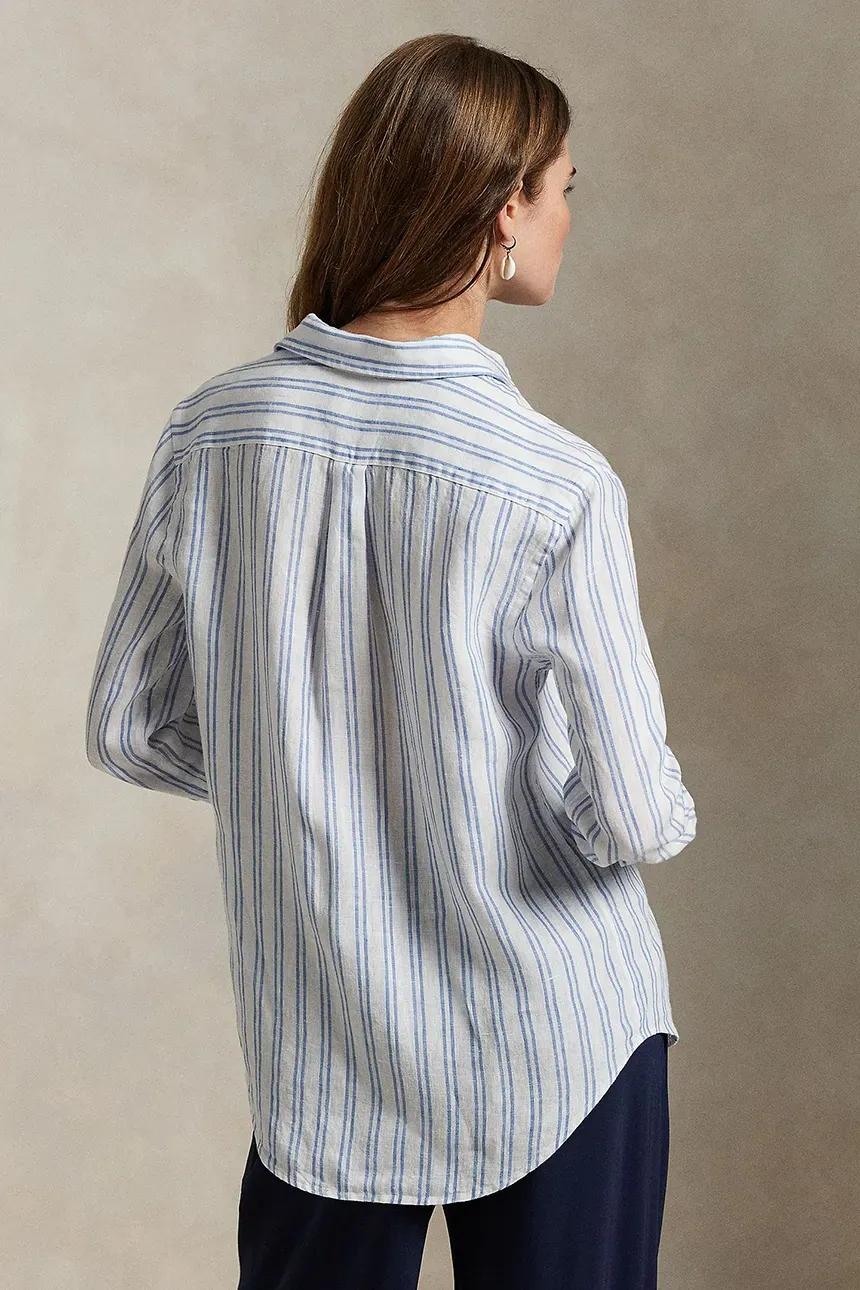 Camicia in lino a righe Classic-Fit