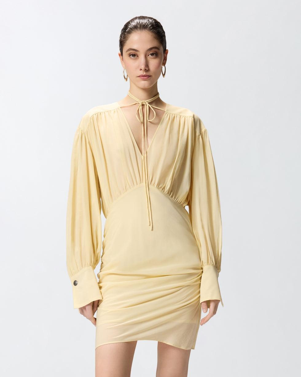 Mini abito a maniche lunghe e drappeggiato apricena 106896A3B2 C19 PINKO 