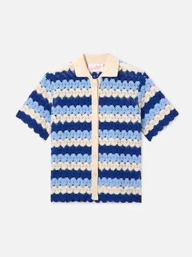 Polo in maglia Monet effetto crochet a righe<BR/> MOE0001 00585L MC2 SAINT BARTH 