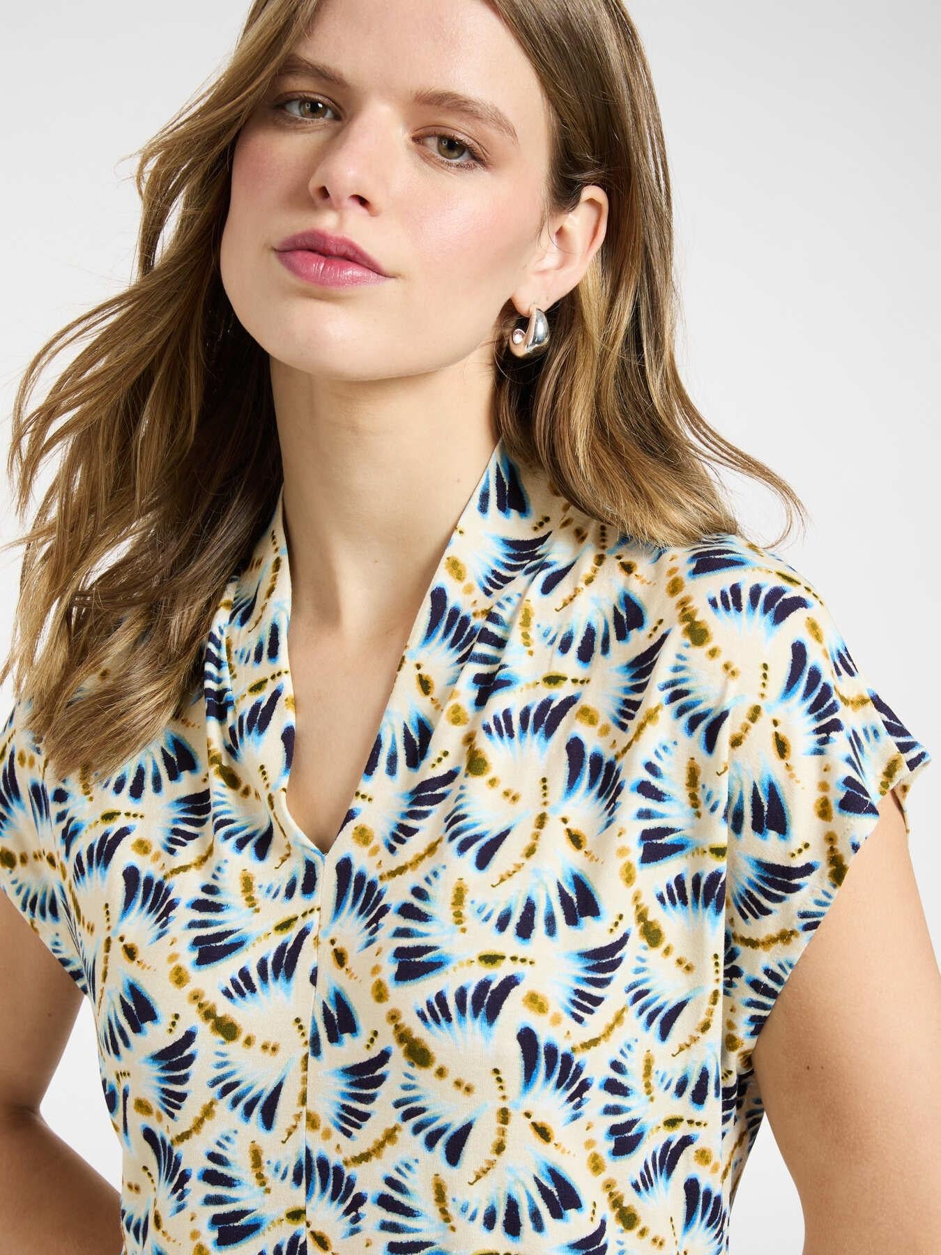 T-shirt stampata con scollo a V<BR/> G005Z000634N 01 ELENA MIRO 
