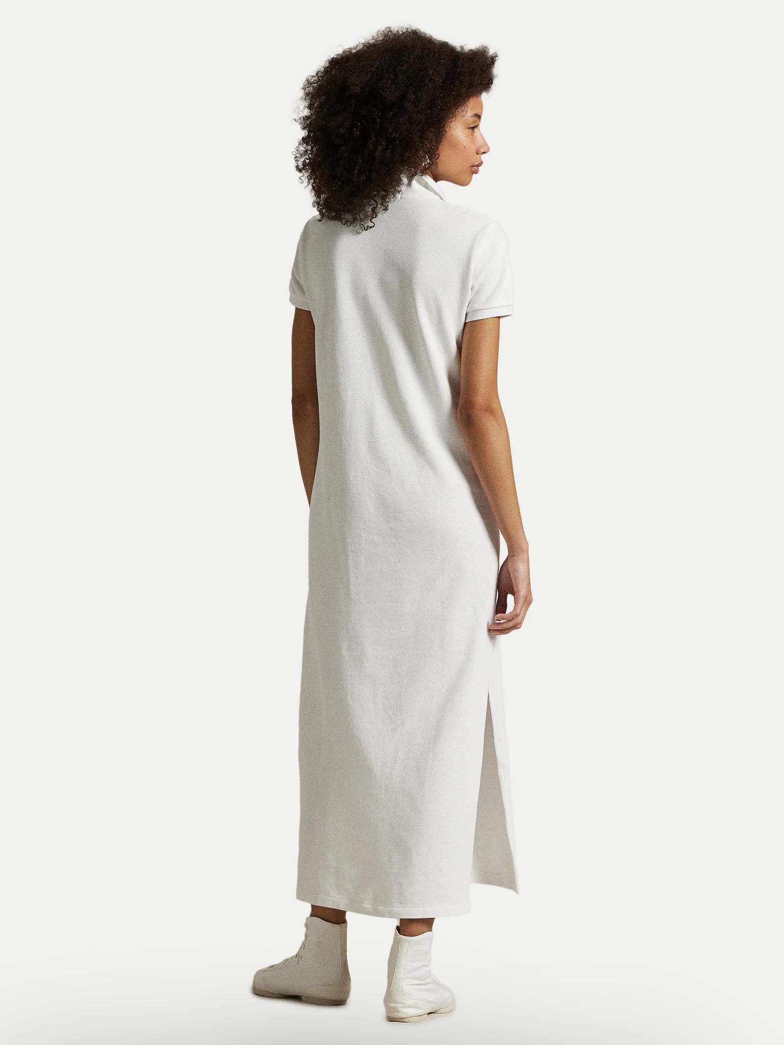 Abito lungo in cotone piquè 211968291 001 RALPH LAUREN 