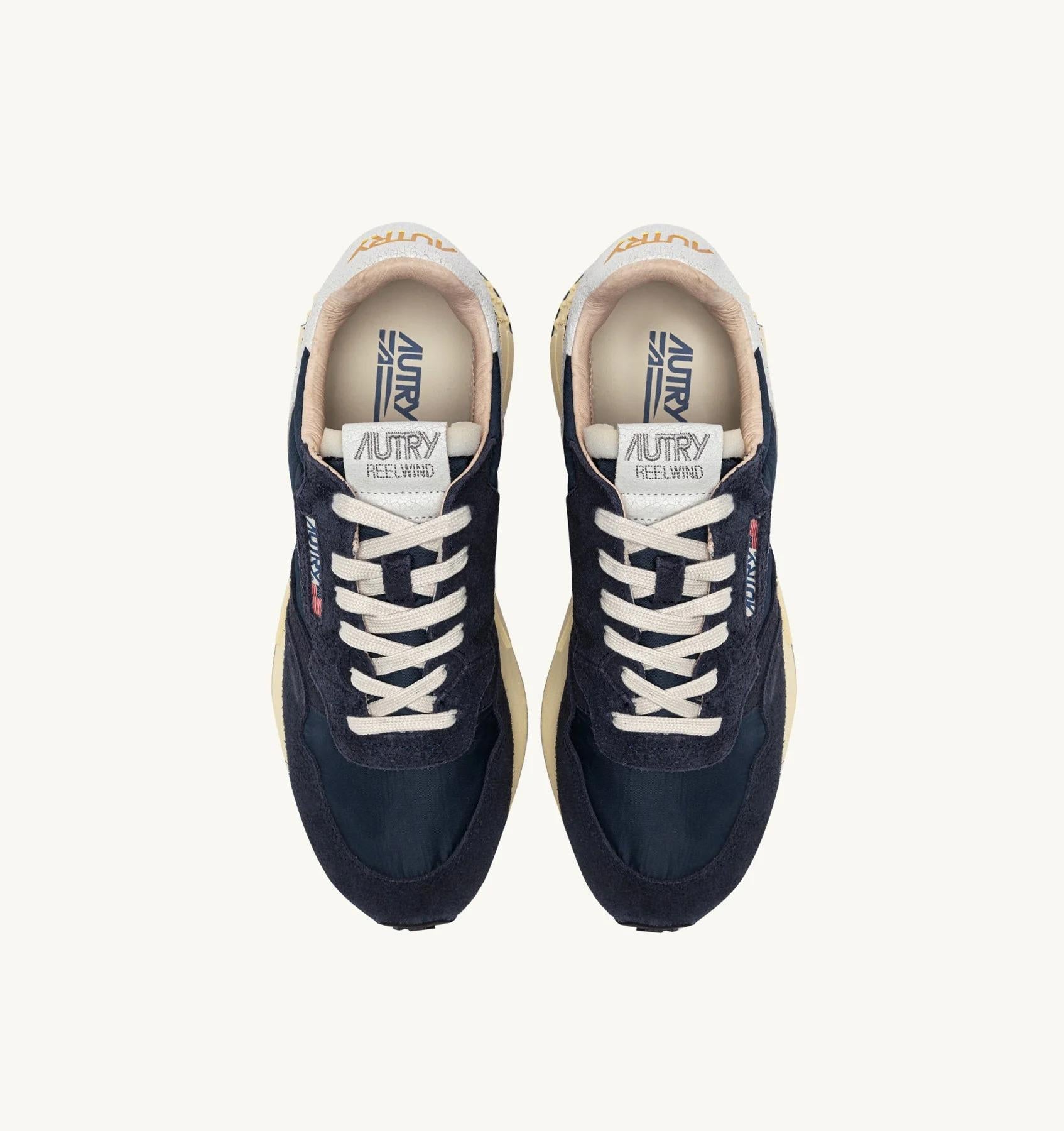 SNEAKERS REELWIND LOW IN NYLON E SUEDE BLUE SPACE E BIANCO<BR/> WWLM NC30 AUTRY ACTION SHOES 