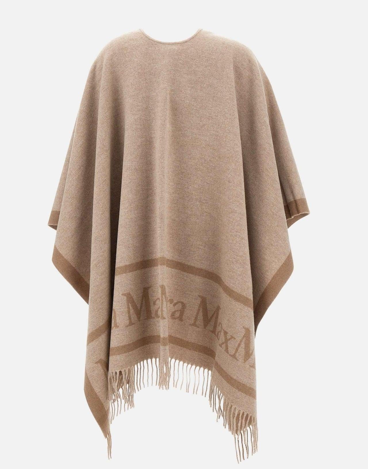 Poncho in lana tinto filo con logo jacquard HILDESTD 001 MAX MARA STUDIO 