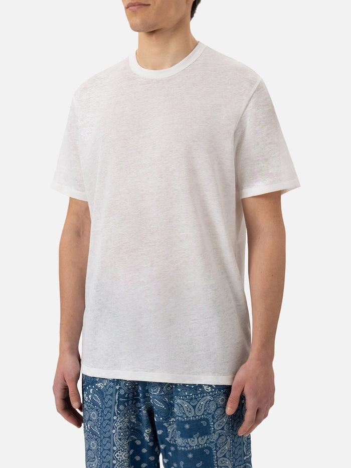 T-shirt Ecstasea in jersey di lino bianca