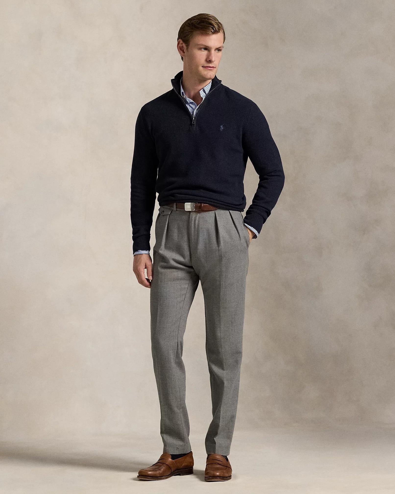 Maglia in piqué di cotone con mezza zip 710932304 001 RALPH LAUREN 