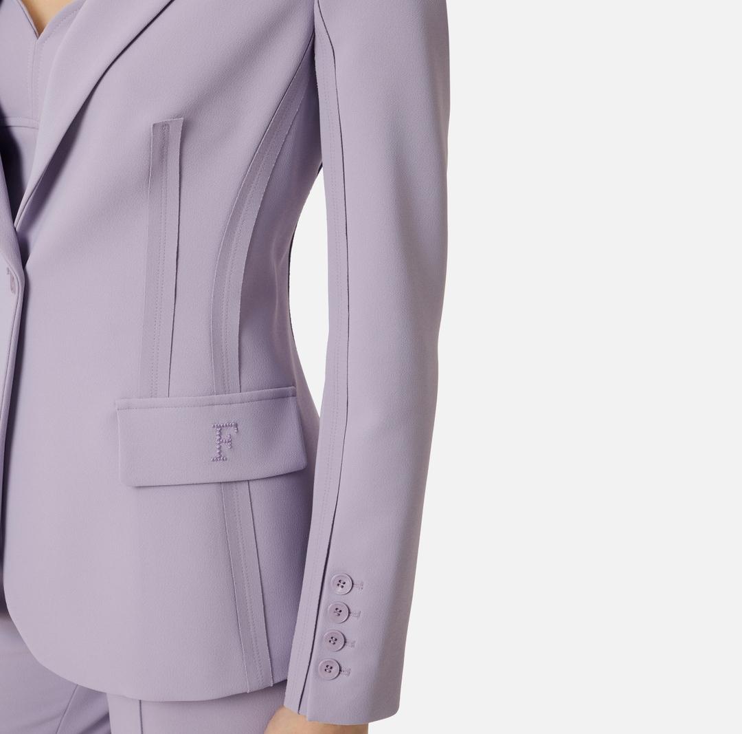 Giacca in doppio crêpe stretch con motivi a taglio vivo GI21661E2 EV7 ELISABETTA FRANCHI 