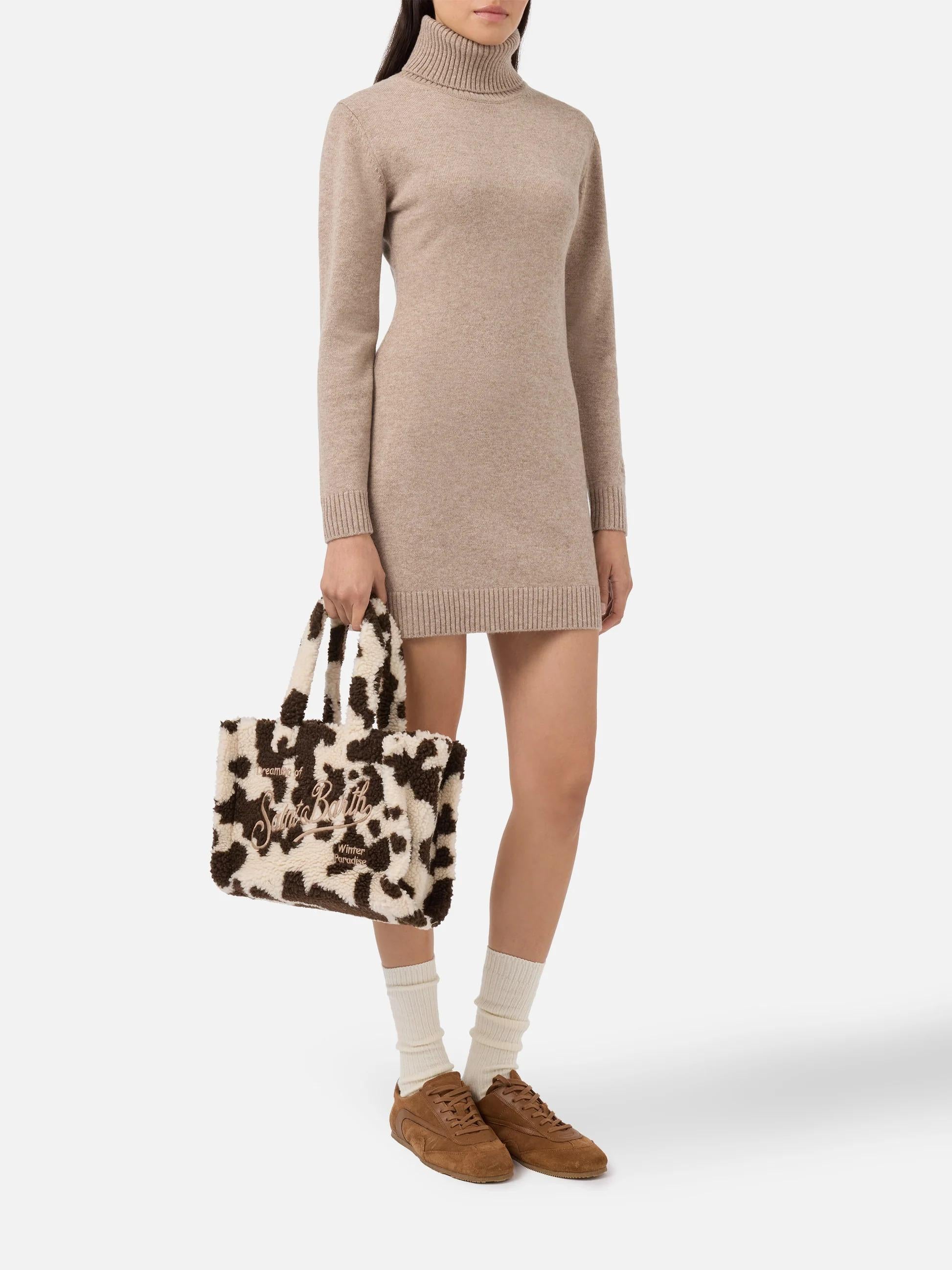 Borsa a mano Colette Teddy in sherpa muccato<BR/> COL0032 00286I MC2 SAINT BARTH 