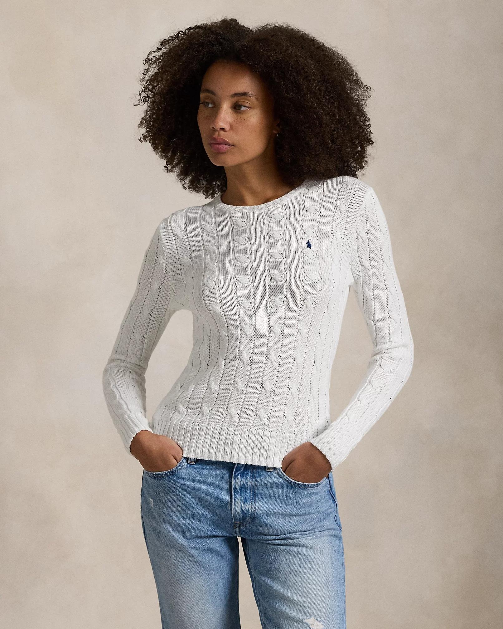Maglia a girocollo in cotone a trecce
