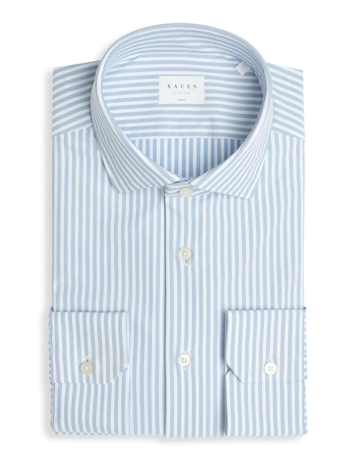 Camicia Collo francese piccolo Righe Armaturato Celeste