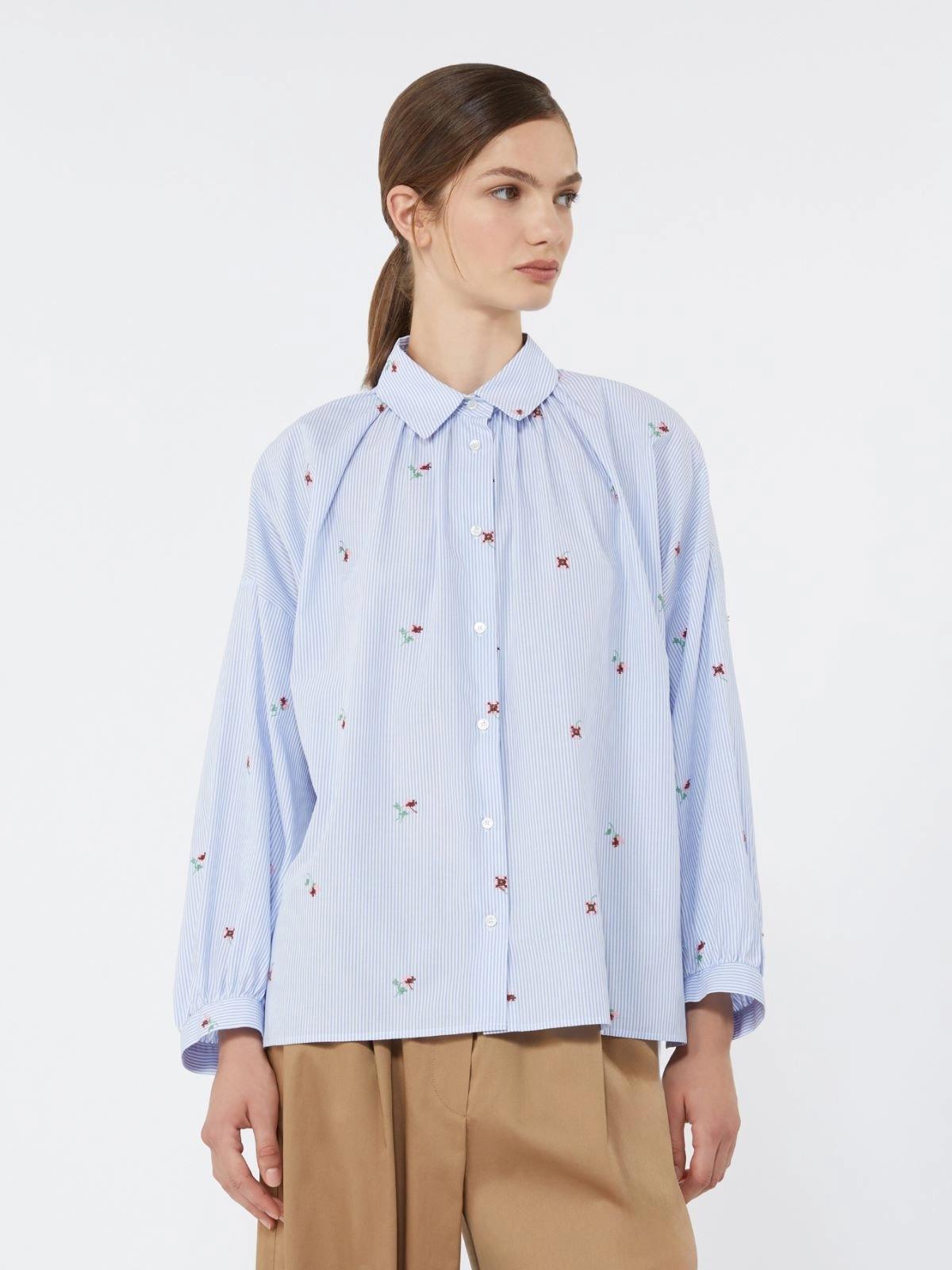 WKDBUTTERFLY<BR/>Camicia in popeline con ricami - Azzurro<BR/> WKDBUTTERFLY 002 WEEKEND 