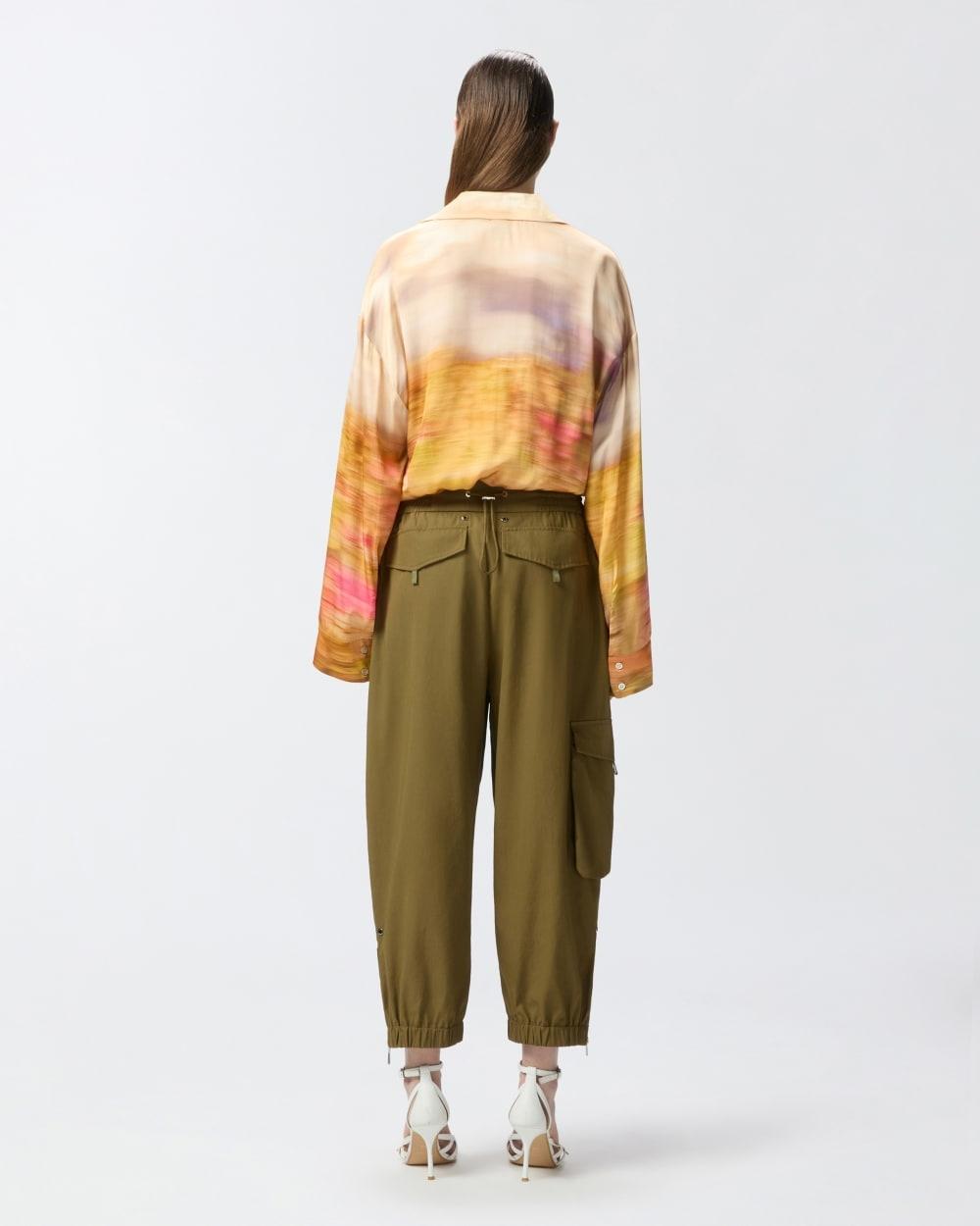 Camicia in satin con stampa paesaggio