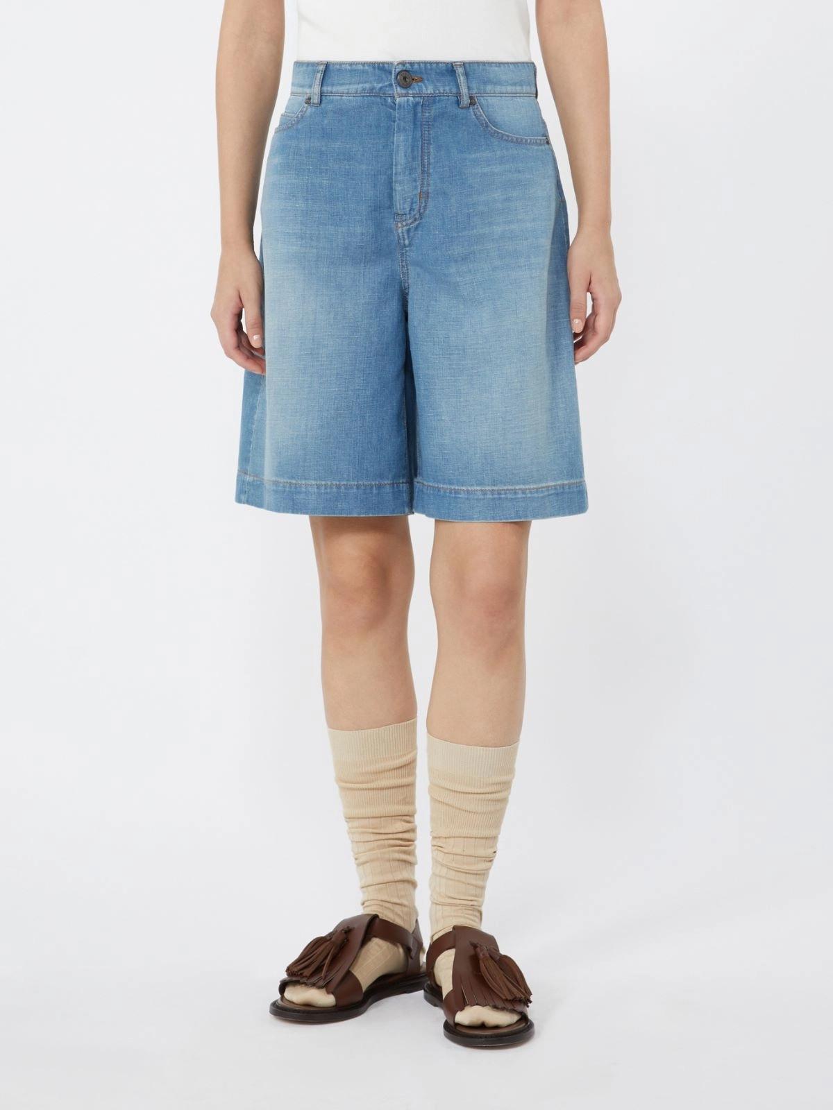 Bermuda in denim di cotone e lino - Blu<BR/> WKDOZONO 006 WEEKEND 
