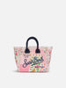 Borsa Mini Vanity in canvas di cotone con stampa patch floreale